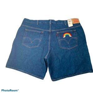Y2K LEVIS Hand Embroidered Shorts 22 Rainbow Embroidery NWT Deadstock